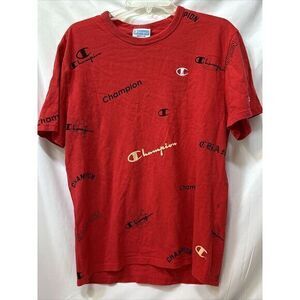 VTG Champion Men's All Over Print Red‎ Logo Classic Sports 90s Size Medium